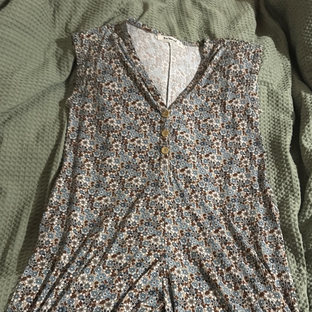 Three Bird Nest Floral Button-Down Short Sleeve Jumpsuit